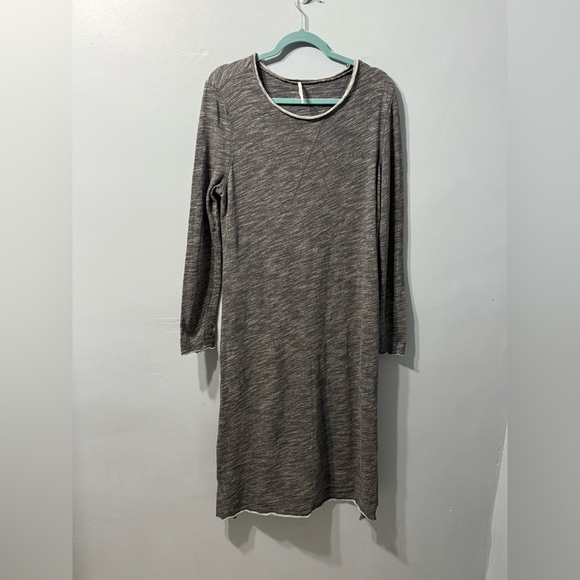 Free People Oversized Dark Grey Long Sleeve Tunic Top With Slit Sides Size M - Picture 2 of 9